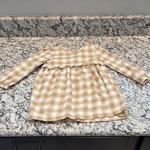 Colored Organics Tan Plaid Baby Dress